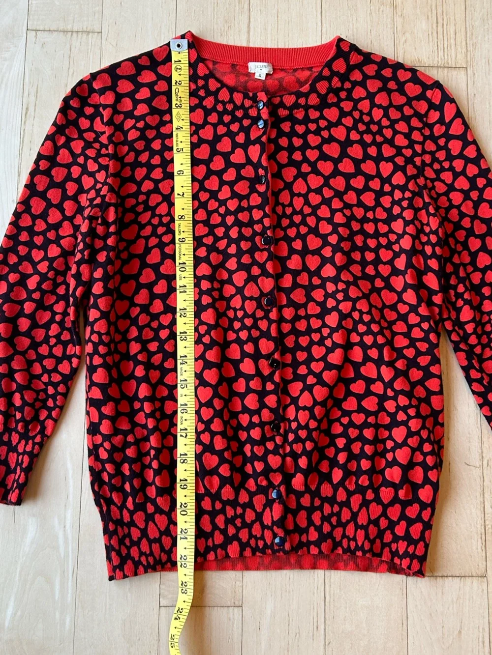 J. Crew Women’s Clare 100% Cotton Hearts Cardigan Red/Black Size Small